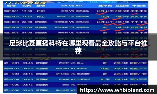 足球比赛直播科特在哪里观看最全攻略与平台推荐